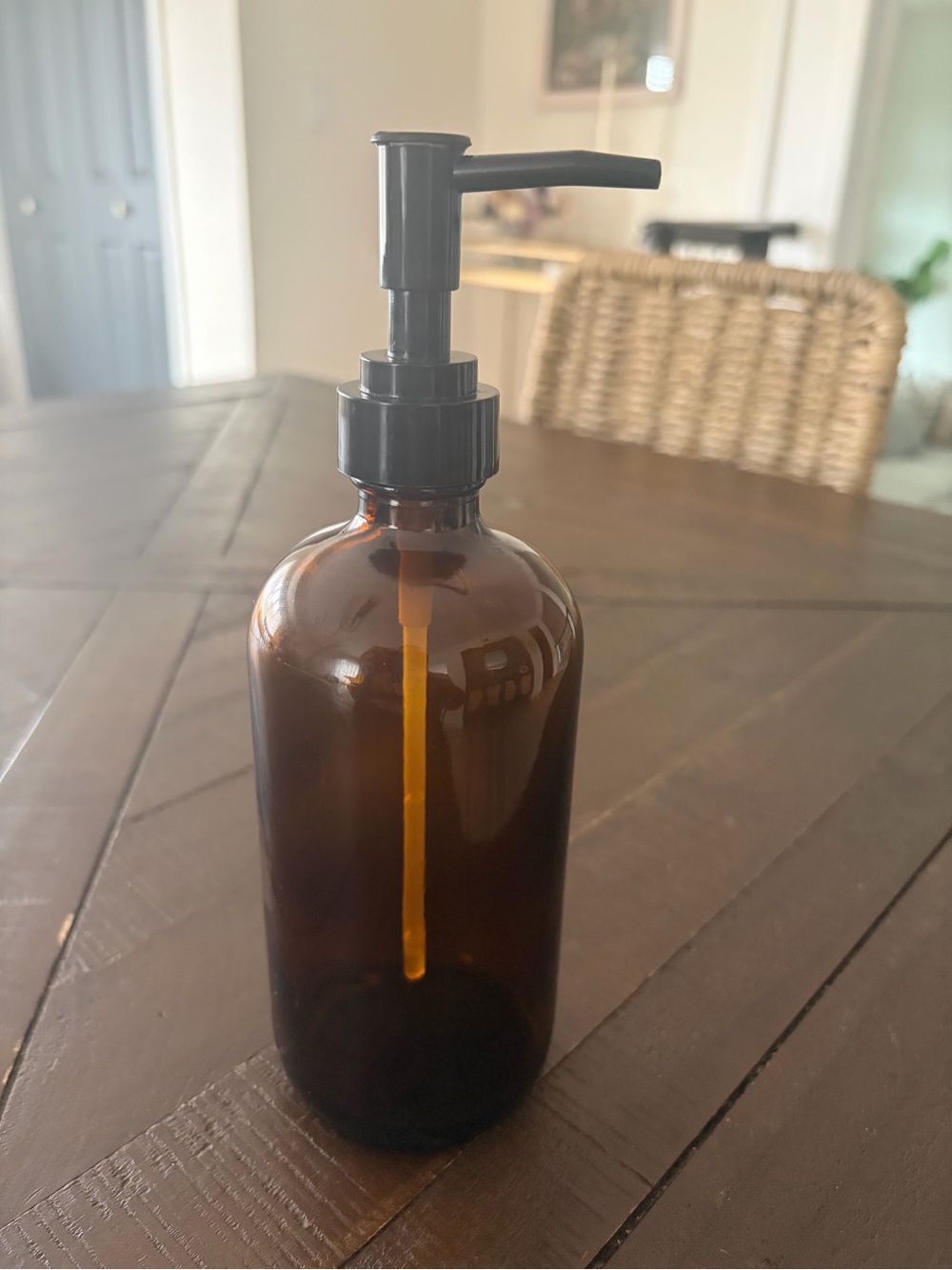 glass amber soap pump dispenser 420ml new